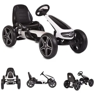 Moni Go-Kart Kinder Gokart Mercedes-Benz, EVA-Kunststoffreifen, Bremse, Musik, Pedale weiß