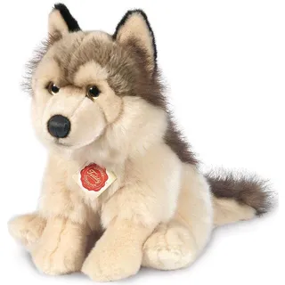 Teddy Hermann® Kuscheltier Wolf sitzend, 29 cm, zum Teil aus recyceltem Material braun|grau