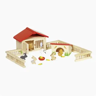 goki Puppenhaus Hasenstall Set, (packung, 25-tlg), Willkommen auf dem Mini-Bauernhof beige|bunt