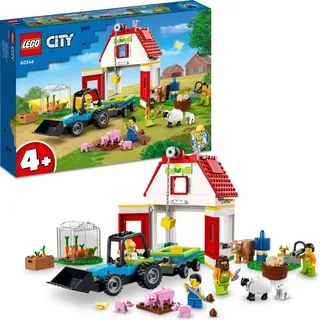 LEGO 60346 City Bauernhof mit Tieren, Schaf, Schwein, Kuh und mehr, und Spielzeug-Traktor mit Anhänger, Lernspielzeug für Kinder ab 4 Jahre - Bunt