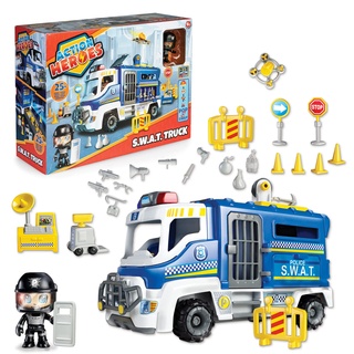 Action Heroes Polizei S.W.A.T. Truck Fahrzeug- und Figurenset, tolles Geschenk für Kinder ab 4 Jahren