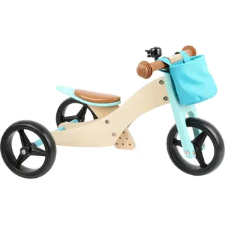 small foot Trike 2 in 1 Türkis aus Holz, Drei-und Laufrad, mit verstellbarem Sitz und gummierten Reifen, 11610