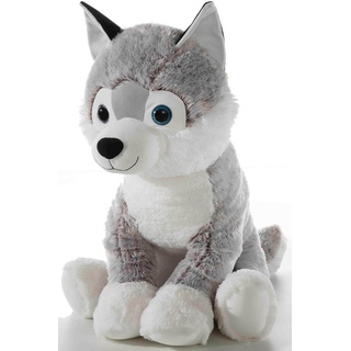 Kuscheltier HEUNEC "Husky XL" Plüschfiguren grau (grau, weiß) Kinder Kuschel- Spieltiere sitzend