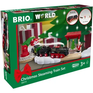 BRIO® Spielzeug-Eisenbahn BRIO® WORLD, Batterie-Dampflok Weihnachts-Set, (Set), FSC®- schützt Wald - weltweit bunt