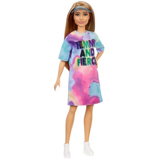 Barbie GRB51 - Fashionista Puppe mit Tie Dye Kleid, Spielzeug für Kinder ab 3 Jahren