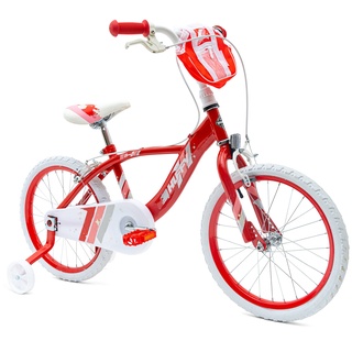 Huffy Mädchen Glimmer 18 Zoll Mädchenfahrrad Rot 6-8 Jahre Leichtes Schnellmontagerad + Stabilisatoren Bike, 45,7 cm