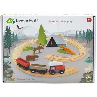 Tender Leaf Toys - Eisenbahn-Set WILD PINES aus Holz in bunt