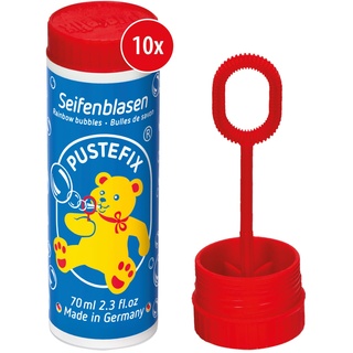 PUSTEFIX Seifenblasen Set I 10x Klassik 70ml I Bunte Bubbles Made in Germany I Seifenblasen für Hochzeit, Kindergeburtstag, Standesamt, Polterabend I 10 x 70 ml Vorteilspack für Kinder & Erwachsene