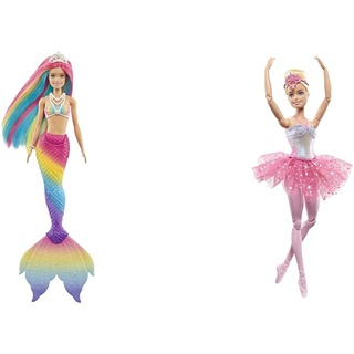 Barbie Dreamtopia Rainbow Magic Mermaid, Meerjungfrau & Dreamtopia Ballerina Puppe, Twinkle Lights Ballerina