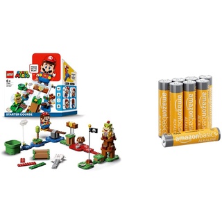 LEGO 71360 Super Mario Abenteuer mit Mario – Starterset, interaktive Figur und BAU-Spielzeug, ab 6 Jahren & Amazon Basics AAA-Alkalibatterien, leistungsstark, 1,5 V, 8 Stück (Aussehen kann variieren)