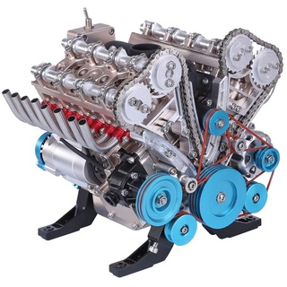 BLOKZ TECHING Metall V8 Motor Kit, 1:3 V8 Mechanische Motor Elektromotor Modell Bausatz, Physik Wissenschaft Experimente Spielzeug für Kinder und Erwachsene (500+ Stücke)