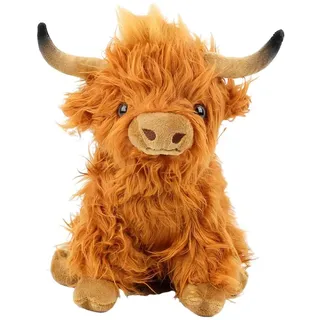 KJoet Highland Cow Soft Toy Plush Toy, 25 cm Hochlandrind Kuscheltier, Realistische Schottische Hochlandrinder Plüschtiere, Schlafendes Plüschtier Geschenke für Kinder