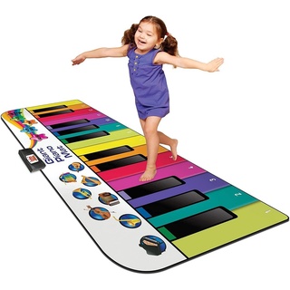 N-GEAR Spielzeug-Musikinstrument Riesen Klaviermatte XXL Tanzmatte Musikmatte Kids Piano und Musikbox, Soundeffekte Farbcodierte Klaviertasten bunt|weiß