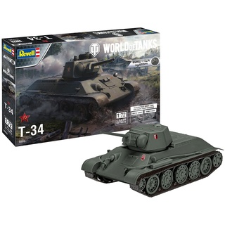 Revell 03510 T-34 World of Tanks Modellbausatz für Einsteiger mit dem Easy-Click-System, farbige Bauteile