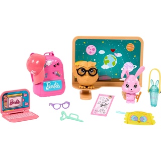 Barbie Zubehör, Vorschulspielzeug und Geschenke, My First Story Starter Packs, Schulthema mit Rucksack, Haustieren und Kreidetafel