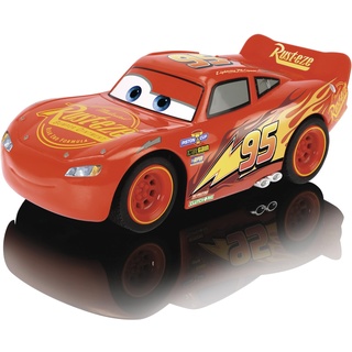Jada Toys RC Cars 3 Lightning McQueen Turbo Racer, ferngesteuertes Auto mit 2-Kanal Fernbedienung, Spielzeugauto mit Turbofunktion, USB Ladefunktion, inkl. Batterien, Maßstab 1:24, 17 cm, Rot