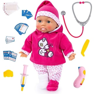 Bayer Babypuppe 93841AA Doctor Baby, rosa weiß Sterne, 38 cm