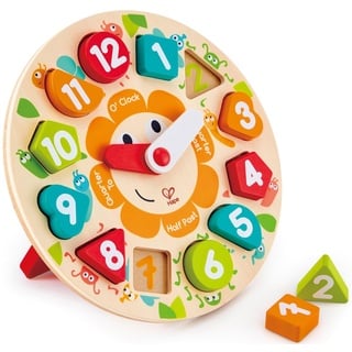 Hape Steckspielzeug Steckpuzzle Uhr, aus Holz bunt