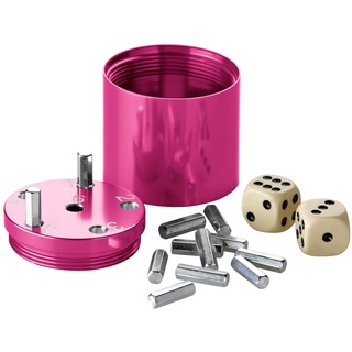 BestSaller 3008 SUPER SIX Würfelspiel Aluminum, 36 Spielstäbchen & 2 Würfel, pink