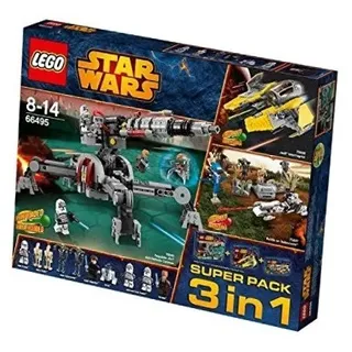 Lego 66495 Star Wars Super Pack 3 in 1 bestehend aus: 75038 Jedi Interceptor, 75037 Battle on Saleucami, 75045 Republic AV-7 Anti-Vehicle Cannon