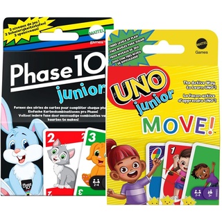Mattel Games - Kartenspiel-Set für Kinder: Phase 10 junior + UNO junior Move (für 2-4 Spieler ab 3 Jahren)