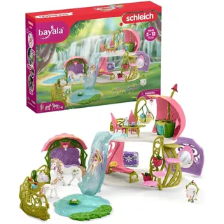 schleich 42445 BAYALA Glitzerndes Blütenhaus mit Einhörnern, See und Stall, 71 Teile Spielset mit Elfen & Einhorn Figur, Spielzeug für Kinder ab 5 Jahren