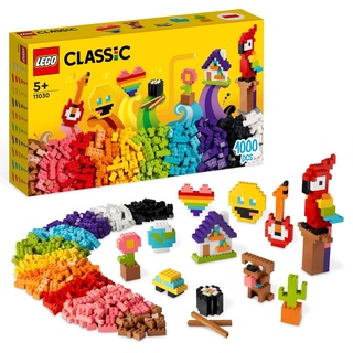 LEGO 11030 Classic Großes Kreativ-Bauset Konstruktionsspielzeug-Set, Baue ein Smiley Emoji, Papagei, Blumen & mehr, kreative Bausteine für Kinder...