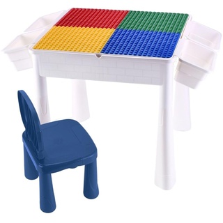 Coemo BAU- und Spieltisch Sascha inklusive Stuhl - Kreativer Spielspaß für Kinder - Wasserspieltisch - Maltisch 50 x 50 x 50 cm