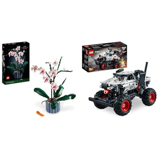 LEGO 10311 Icons Orchidee, Künstliche Pflanzen Set mit Blumen & 42150 Technic Monster Jam Monster Mutt Dalmatian, Monster Truck-Spielzeug für Jungen und Mädchen, Rennspielzeug mit Rückziehmotor