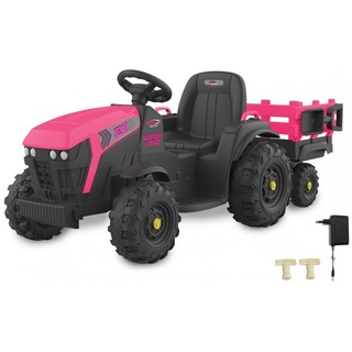 Jamara Elektro-Kindertraktor Ride-on Super Load - Traktor mit Anhänger - schwarz/pink rosa