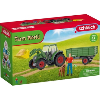 Schleich® Spielfigur Traktor mit Anhänger bunt