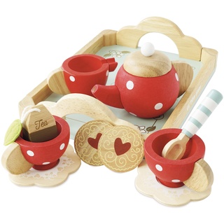 Le Toy Van – Honeybake Tee-Set Rollenspiel aus Holz für Kinder, mit Teekanne, Tablett, Tassen und Untersetzern | Nachmittagstee Rollenspiel für Mädchen