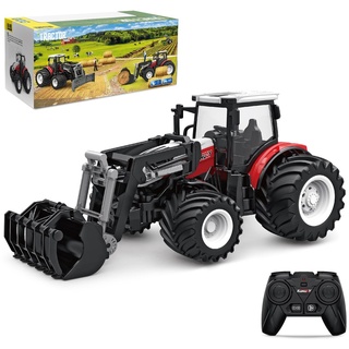 RC-Traktor Ferngesteuerter Traktor Spielzeug ab 3 4 5 Jahre, Traktor, Ferngesteuert Ackerschlepper mit Ladearm und Sound