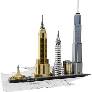 LEGO Architecture New York City Set, Skyline-Modellbausatz mit World Trade Center und Freiheitsstatue, Basteln für Erwachsene, Home und Büro-Deko... - Beige