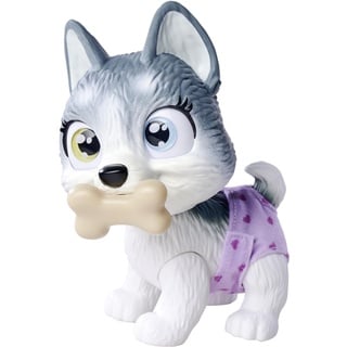 Simba 105950135 Pamper Petz Husky (ca. 15 cm) - Spielzeug-Hund mit Trink- und Nässfunktion für Kinder ab 3 Jahre - interaktives Tier-Baby mit Spiel-Zubehör und magischer Pfote