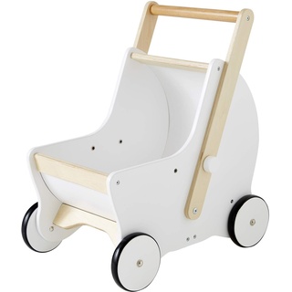 Vertbaudet VERTBAUDET2-in-1 Puppen-Kinderwagen, Lauflernwagen aus Holz FSC®weiß/naturONE Size