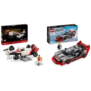 LEGO Icons McLaren MP4/4 & Ayrton Senna Modellauto Set, F1 Rennwagen Bausatz & Speed Champions Audi S1 e-tron Quattro Rennwagen Set mit Auto-Spielzeug zum Bauen