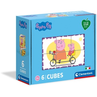 Clementoni 44009 Würfelpuzzle Play for Future Peppa Pig – Puzzle 6 Teile ab 2 Jahren (6 Puzzlewürfel), Kinderpuzzle aus recyceltem & recycelbarem Material, Denkspiel für Kinder
