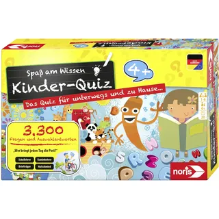 Noris 606013595 Quiz - Quizspiel mit 3300 Fragen und Wahlmöglichkeiten, für 1 - 6 Spieler, ideal für Zuhause oder auf Reisen, für Kinder ab 4 Jahren