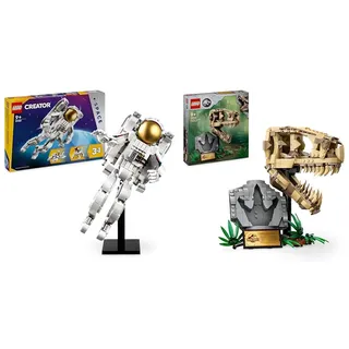 LEGO Creator 3in1 Astronaut im Weltraum Spielzeug, Modellbausatz & Jurassic World Dinosaurier-Fossilien: T.-rex-Kopf