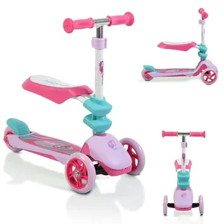 Byox Kinderroller Epic 2 in 1, Roller u. Laufrad, 3 PU Räder, klappbar, ab 3 J. pink - Rosa