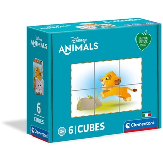 Clementoni 44011 Würfelpuzzle Play for Future Disney Animals – Puzzle 6 Teile ab 2 Jahren (6 Puzzlewürfel), Kinderpuzzle aus recyceltem & recycelbarem Material, Denkspiel für Kinder