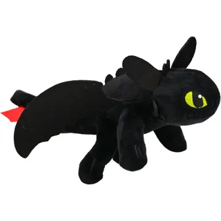 wiztex Ohnezahn Kuscheltier - 35 cm Toothless Plush Toy Nachtpelziger Drache - Waschbar Plüschtier - Ohnezahn Pelziger Drache mit gestickten Augen und großen Flügeln (Schwarz)