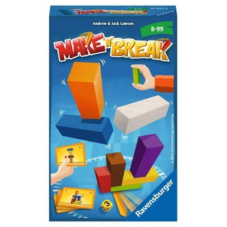 Ravensburger 23444 - Make 'n' Break, Mitbringspiel für 2-4 Spieler, Kinderspiel ab 8 Jahren, kompaktes Format, Reisespiel, Aktionsspiel