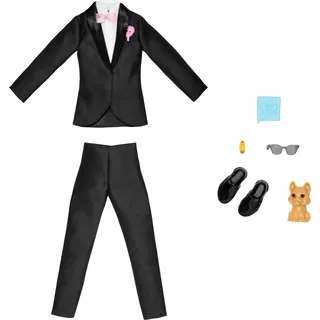 Barbie Fashion Pack Ken – HJT38 – Set für Hochzeitskleidung für Ken Puppe – Ein Smoking + Kleid Schuhe und Sonnenbrille