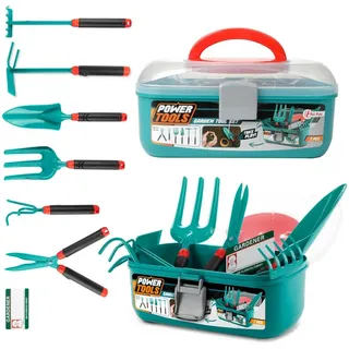 Toi-Toys Kinder-Werkzeug-Set POWER TOOLS - Gartenwerkzeugset (7-teilig) im Werkzeugkoffer