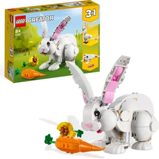 LEGO 31133 Creator 3in1 Weißer Hase Tierspielzeug Set mit Hasen-, Robben- und Papageienfiguren, Baustein-Konstruktionsspielzeug für Kinder ab 8 J... - Weiß