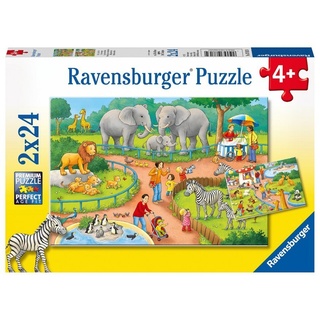 Ravensburger Kinderpuzzle - 07813 Ein Tag Im Zoo - Puzzle Für Kinder Ab 4 Jahren  Mit 2X24 Teilen