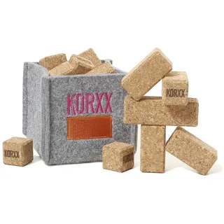 KORXX Spielbausteine Die kleinen Bauklötze, 17 mini Bausteine aus Kork