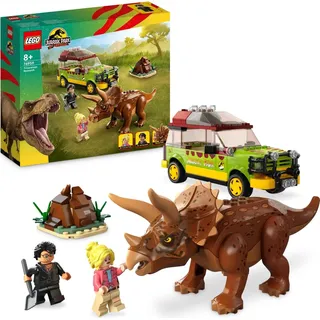 LEGO 76959 Jurassic Park Triceratops-Forschung, Dinosaurier Spielzeug mit Figur und Auto zum Sammeln zum 30. Jubiläum